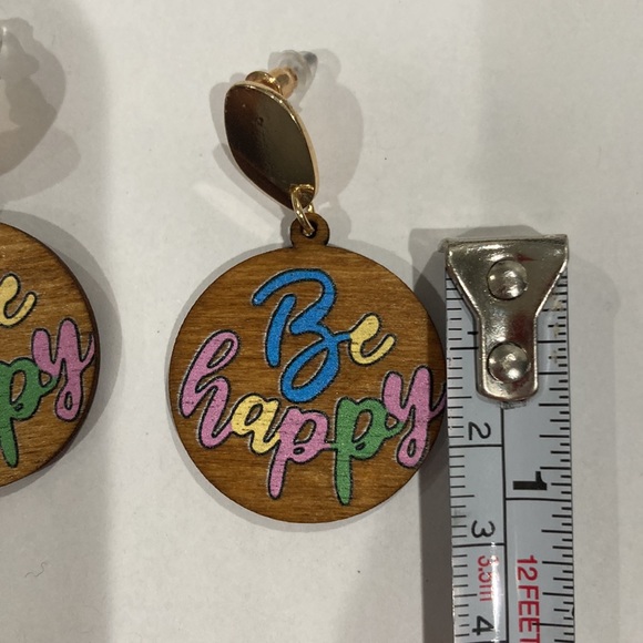 “Be Happy” Earrings - NEW - Picture 3 of 3